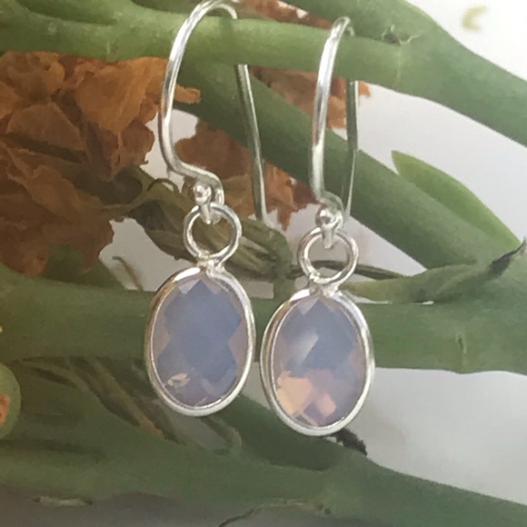 Tiny Nano Pink Opal Sterling Silver Earrings - Picture 2 of 7